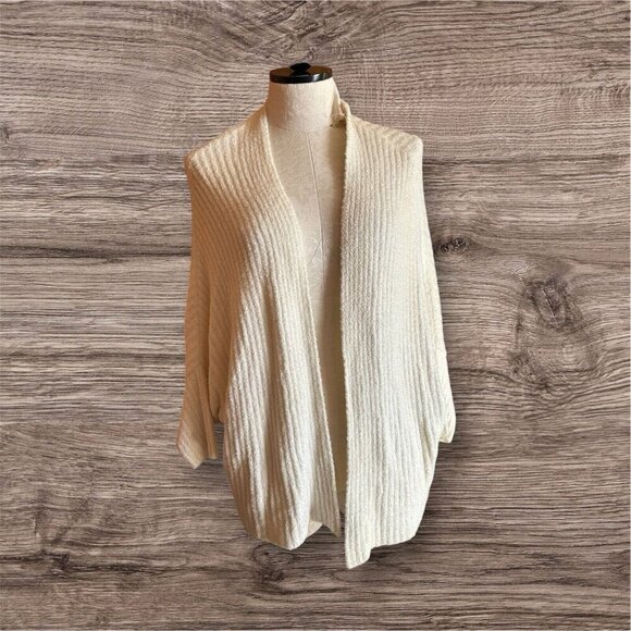 Barefoot Dreams Sweaters - Barefoot Dreams Cozychic Lite Knit Soft Open Cardigan Cream 3/4 Sleeveless S/M